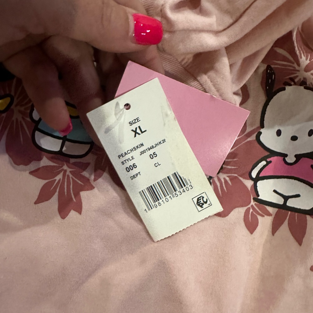 Sanrio Pink Short Sleeve Tee with Floral Accents - Picture 9 of 9